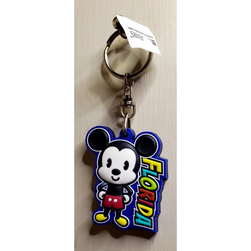 Disney Mickey Mouse Florida Keychain Souvenir Rubber PVC Key Ring NWT Chibi